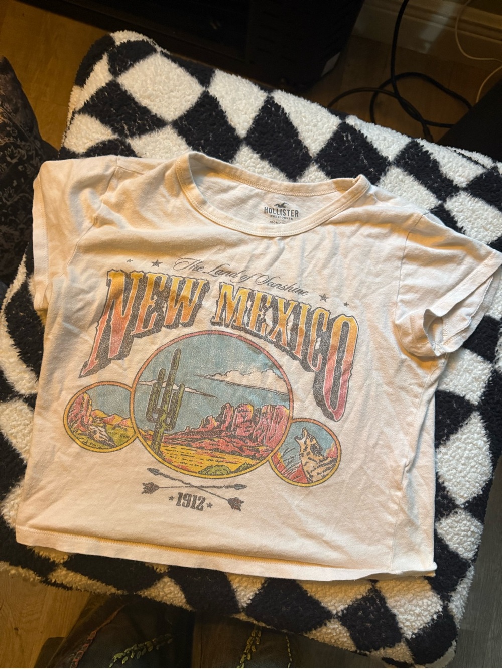 Hollister Cream Graphic Tee with Multicolor Desert Print